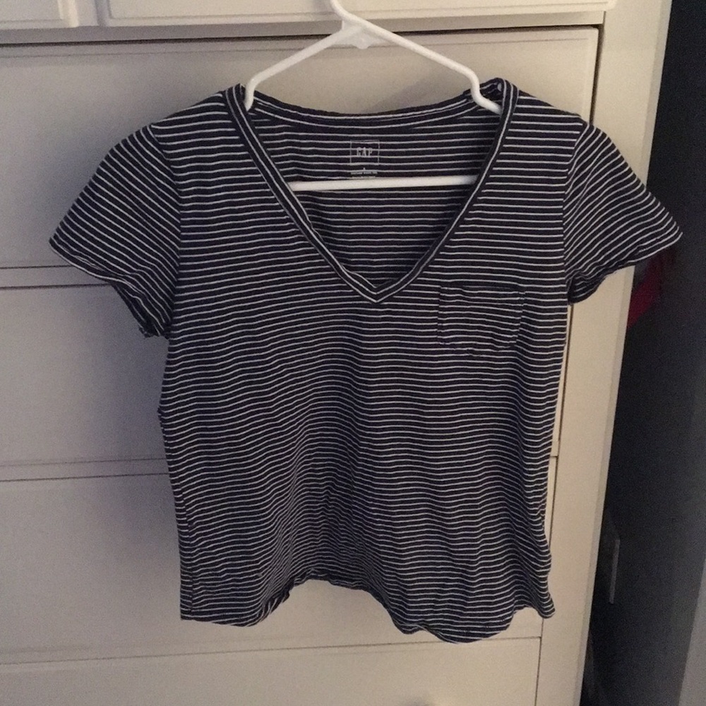 Blue and white striped T-shirt